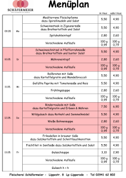 Menüplan ansehen - Fleischerei Schäfermeier