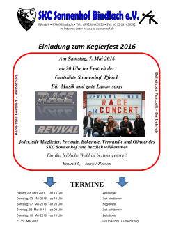 Einladung Keglerfest 2016 - SKC Sonnenhof Bindlach eV