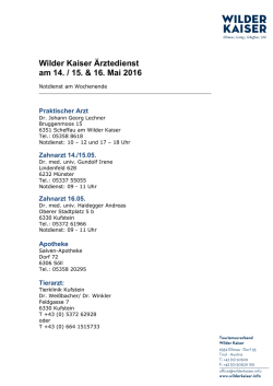 Wilder Kaiser Ärztedienst am 14. / 15. & 16. Mai 2016
