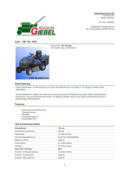 Iseki - CM 7421 4WD Beschreibung Features Alle technischen