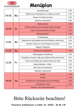 Men&uuml;plan ansehen - Fleischerei Sch&auml;fermeier