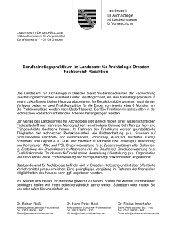 Berufseinstiegspraktikum im Landesamt für Archäologie Dresden