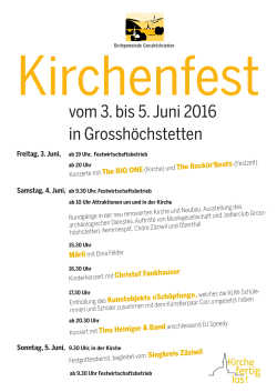 vom 3. bis 5. Juni 2016 in Grosshöchstetten