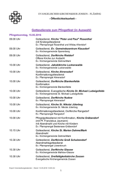 Gottesdienste zum Pfingstfest (in Auswahl)