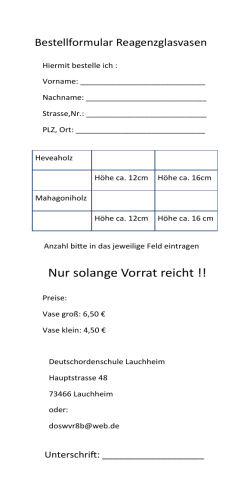 Bestellformular Reagenzglasvasen - Deutschorden