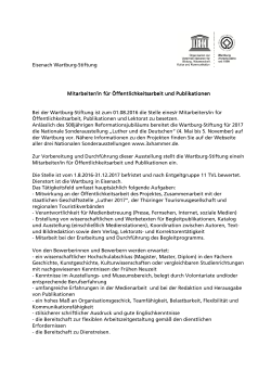 Wartburg-Stiftung Eisenach Stellenausschreibung ÖA
