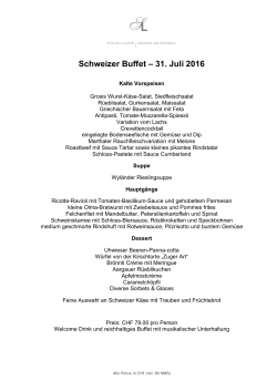 Schweizer Buffet – 31. Juli 2016