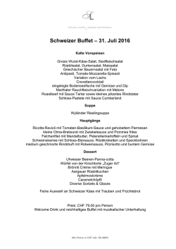 Schweizer Buffet – 31. Juli 2016