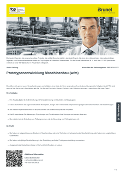 Prototypenentwicklung Maschinenbau Job in Freiburg