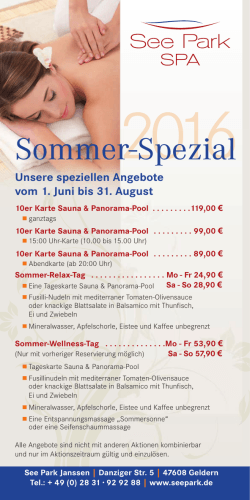 Unsere Sommer-Angebote im See Park SPA