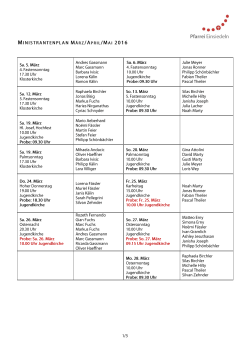 Ministrantenplan März bis Mai 2016