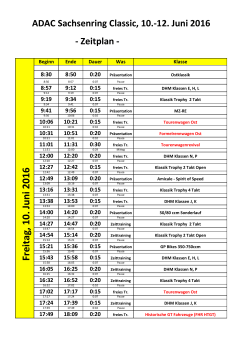 Zeitplan 2016 - ADAC Sachsenring Classic