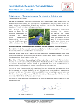 Integrative Krebstherapie: 1. Therapeutentagung