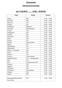 am 11.05.2016 - 15.00 – 19.00 Uhr
