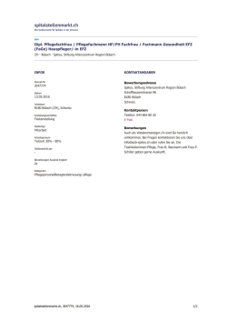 Dipl. Pflegefachfrau / Pflegefachmann HF/FH Fachfrau / Fachmann