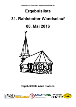 Ergebnisliste 31. Rahlstedter Wandselauf 08. Mai 2016