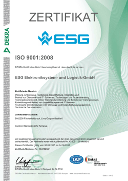 ZERTIFIKAT - ESG Elektroniksystem- und Logistik-GmbH