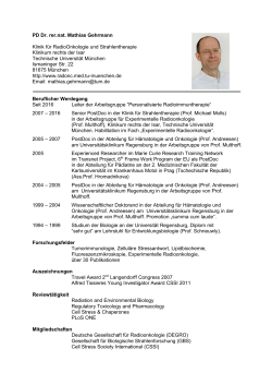 PD Dr. rer.nat. Mathias Gehrmann Klinik für RadioOnkologie und