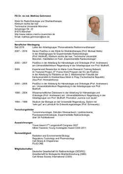 PD Dr. rer.nat. Mathias Gehrmann Klinik f&uuml;r RadioOnkologie und