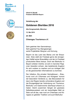 Goldenen BierIdee 2016 - Bayerischer Brauerbund
