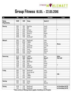 Group Fitness 16.05. &ndash; 22.05.2016