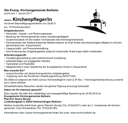 eine/n Kirchenpfleger/in - Evangelische Kirchengemeinde Bolheim