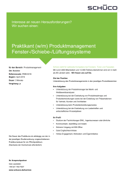 (w/m) Produktmanagement Fenster-/Schiebe