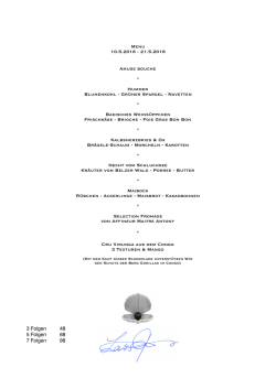 Menu 10.5.2016 - 21.5.2016 Amuse bouche * Hummer Blumenkohl