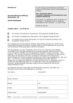 Antwort an Konrad-Adenauer-Stiftung Bahnhofstr. 38 65185