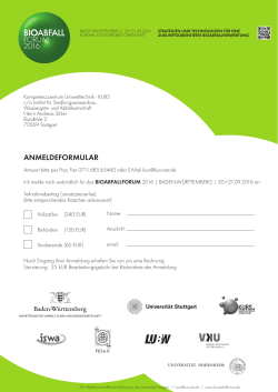 Anmeldung Bioabfallforum 2016 - Kompetenzzentrum Umwelttechnik