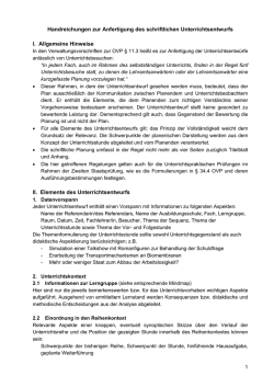 HInweise zum Unterrichtsentwurf