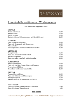 I men&ugrave; della settimana / Wochenmenu