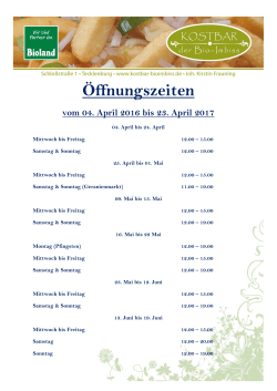 Öffnungszeiten - Kostbar Bioimbiss