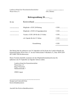 Formular zur Meldung der Kreisverbands-Beiträge - LV Weser-Ems