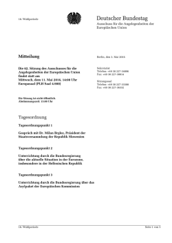 62. Sitzung Tagesordnung 11. Mai 2016