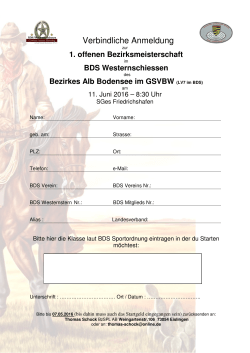 Anmeldung zur BM Western Alb-Bodensee - BDS
