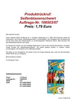 Seifenblasenschwert Auftrags-Nr. 106503/07 Preis: 1