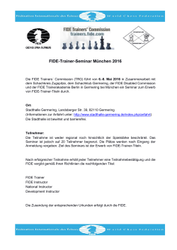 Beginn FIDE-Trainerseminar in Germering