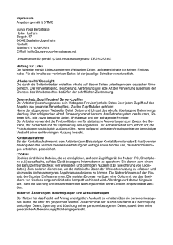 Impressum Angaben gem&auml;&szlig; &sect; 5 TMG Surya Yoga Bergstra&szlig;e Heike