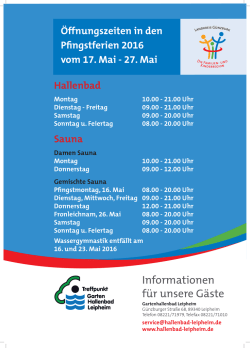 Informationen f&uuml;r unsere G&auml;ste