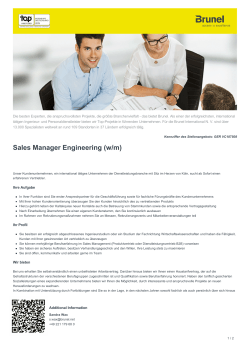 Sales Manager Engineering Job in Köln
