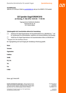 DZI Spenden-SiegelFORUM 2016 - Deutsches Zentralinstitut f&uuml;r