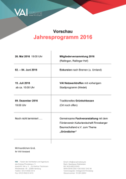 Jahresprogramm 2016 - Verein der Architketen und Ingenieure des