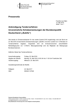 Ank&uuml;ndigung Tenderverfahren