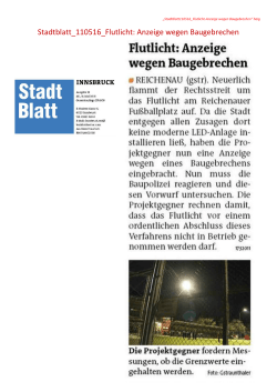 Stadtblatt_110516_Flutlicht: Anzeige wegen