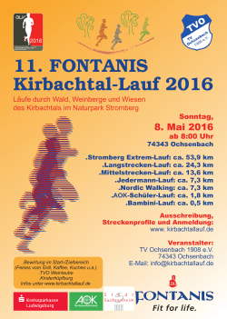 8. Mai 2016 - FONTANIS Kirbachtal-Lauf