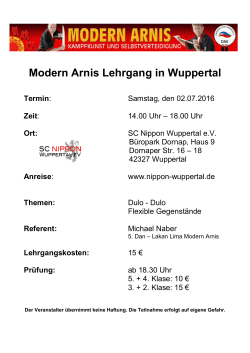 Modern Arnis Lehrgang in Wuppertal Termin