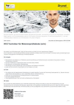 KFZ Techniker für Motorenprüfstände Job in Aachen
