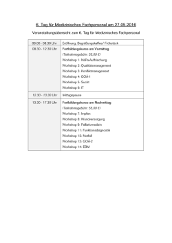 Ablaufplan für den 6. Tag für Medizinisches Fachpersonal