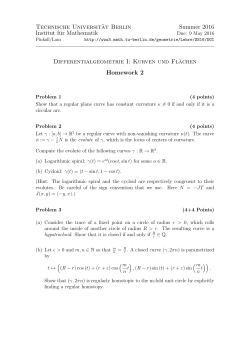 Assignment 2, due 9 May - Institut für Mathematik